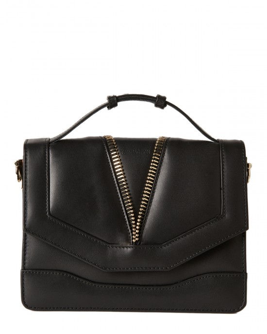 FARFALLA Black Leather Shoulder Bag FARFALLA Black Leather Shoulder Bag