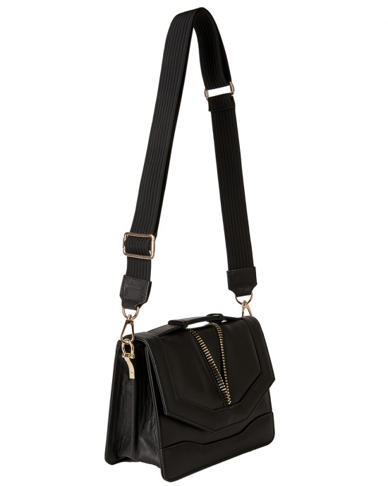 FARFALLA Black Leather Shoulder Bag FARFALLA Black Leather Shoulder Bag