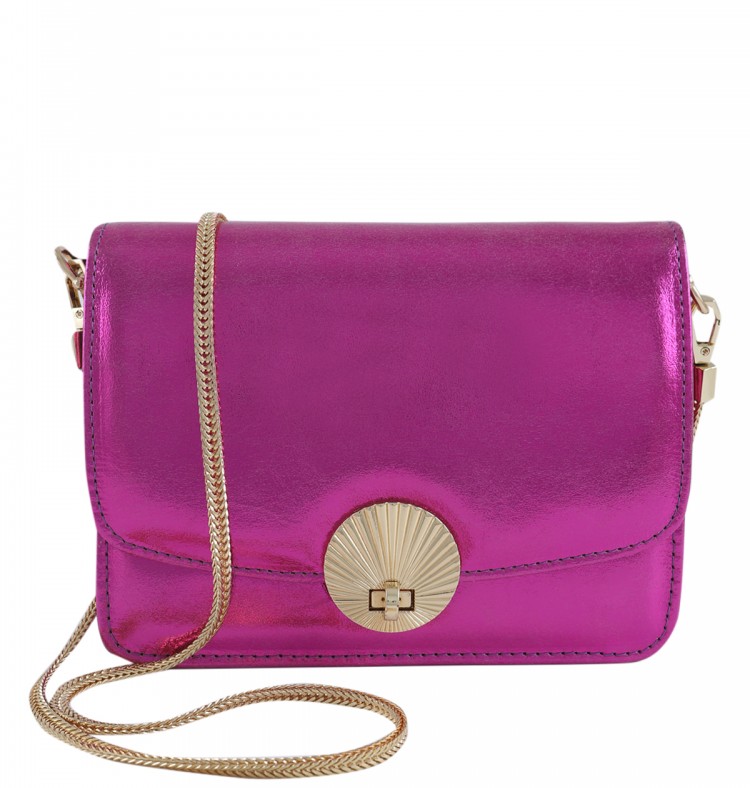 Lucetta Pink Laminated Leather Shoulder Bag