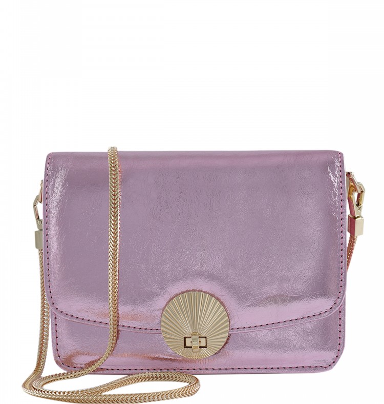 Lucetta Pink Laminated Leather Shoulder Bag