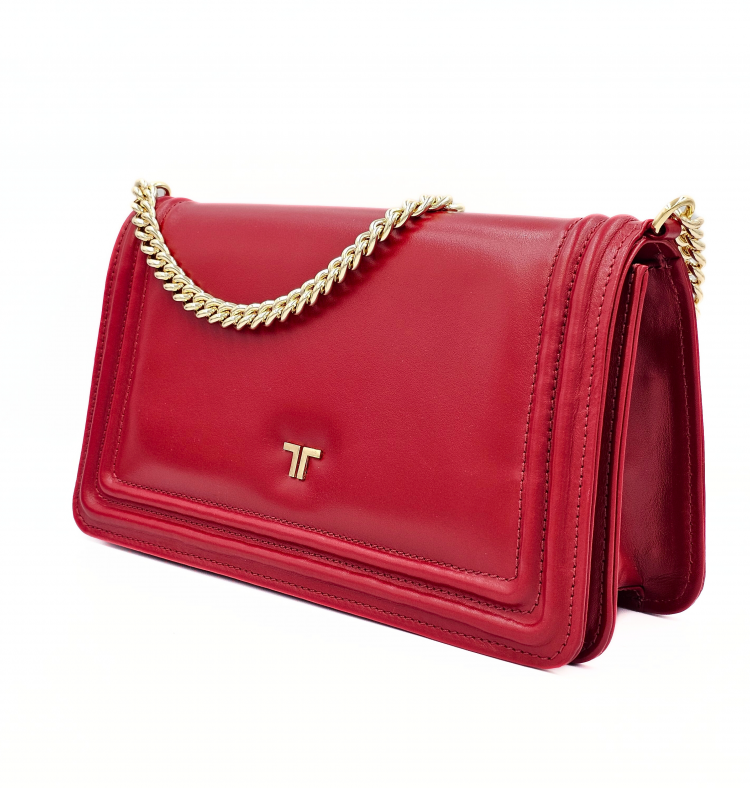 Splenda Red Leather Shoulder Bag