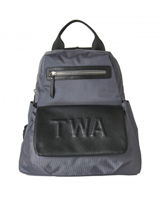 Allegra Grey Leather Detailed Backpack