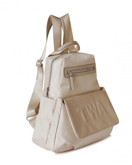Allegra Beige Leather Detailed Backpack Allegra Beige Leather Detailed Backpack