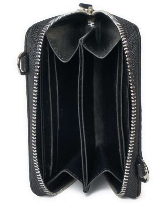 Elda Black Leather Chain Strapped Wallet Elda Black Leather Chain Strapped Wallet