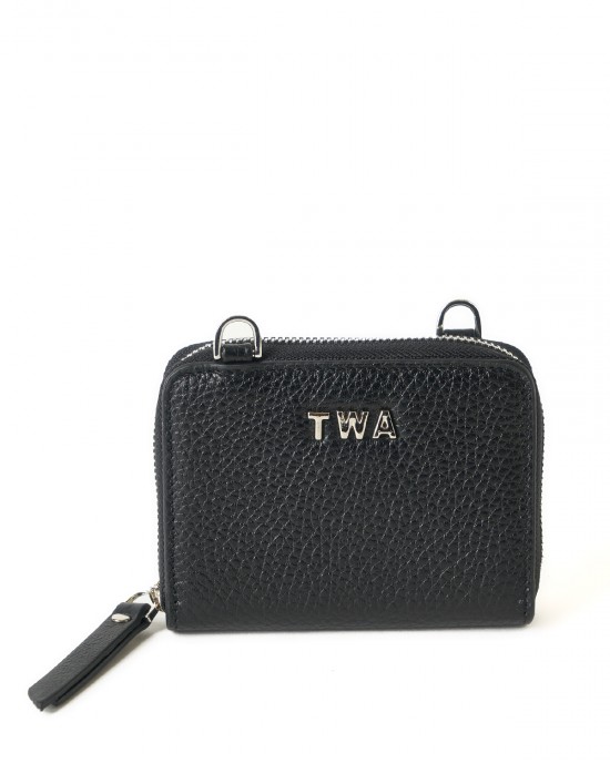 Elda Black Leather Chain Strapped Wallet Elda Black Leather Chain Strapped Wallet