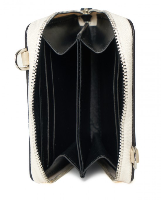 Elda Beige Leather Chain Strapped Wallet Elda Beige Leather Chain Strapped Wallet