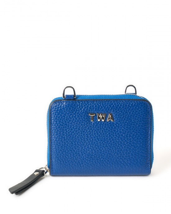 Elda Blue Leather Chain Strapped Wallet