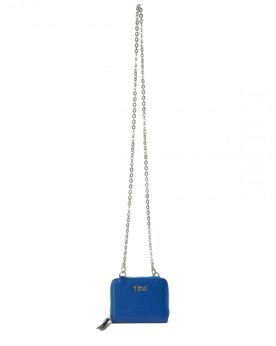 Elda Blue Leather Chain Strapped Wallet